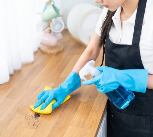 professional cleaning marks off of counter